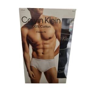 Calvin Klein Men's 100% Cotton Classic Fit 3-pack Briefs Black Small